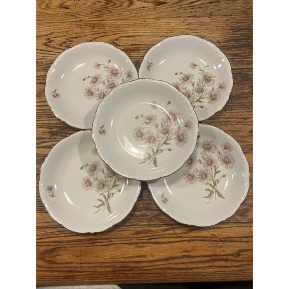 5 MITTERTEICH Bavaria Germany 7 7/8” DAISY BELL Coupe Soup Bowls Flower Right EX - Picture 1 of 9
